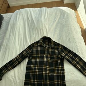 All Saints Black and Yellow Plaid Shirt Jacket